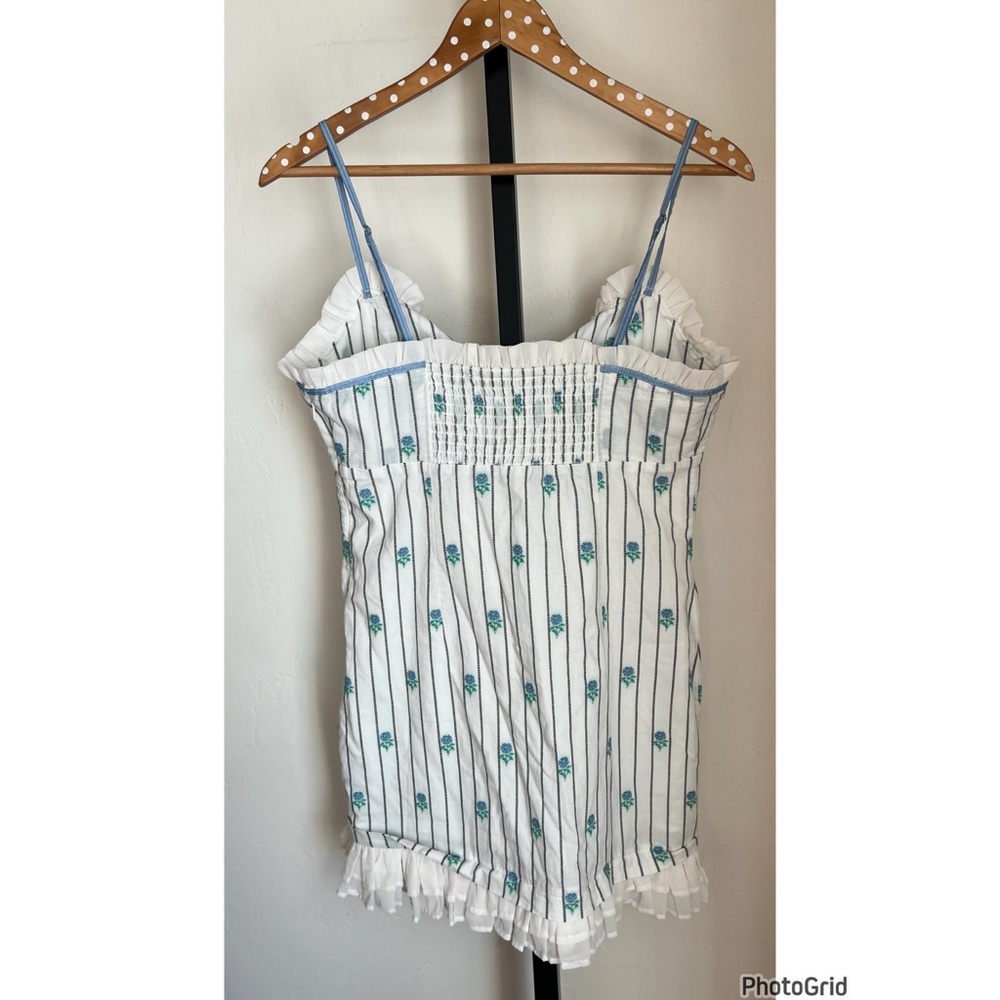 Anthropologie Maeve Sleeveless Jacquard Ruffle Hem Mini Dress NEW Medium - Picture 4 of 4
